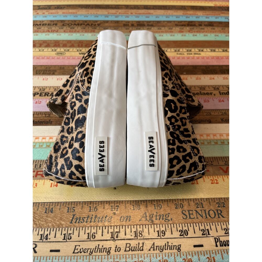 $130 SEAVEES Sz 7 Sneakers Baja Platform Mulholland Leopard Cowhide Leather Boho - Picture 5 of 14
